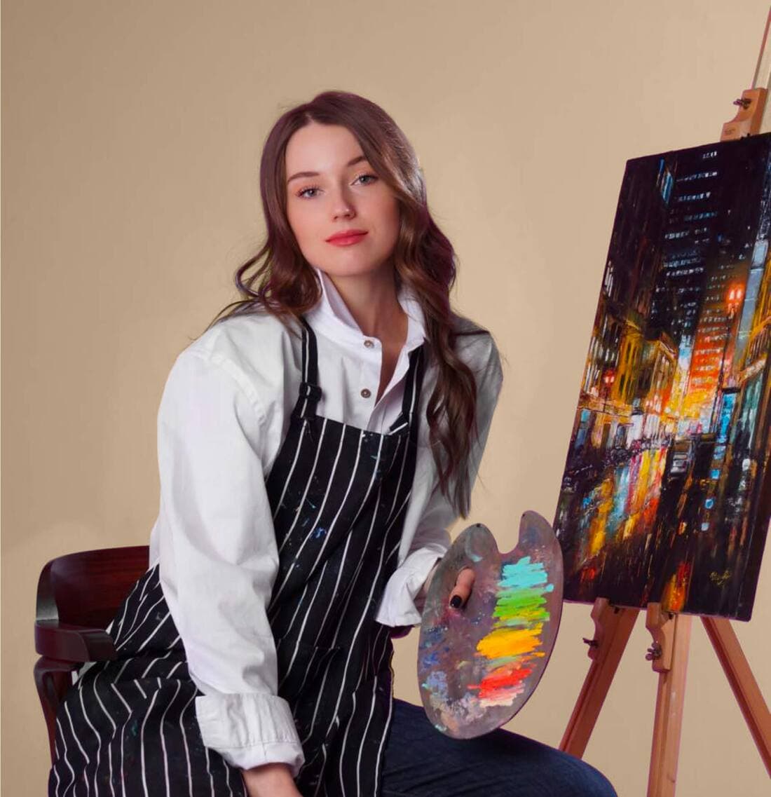 Inga Chalaia - Dolce Arty founder teaching in-home painting class in Dubai
